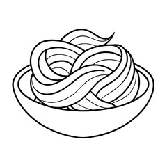 Aufkleber - Pasta Coloring Book Page – Line Art Outline Drawing of Noodles and Shapes for Food Illustration