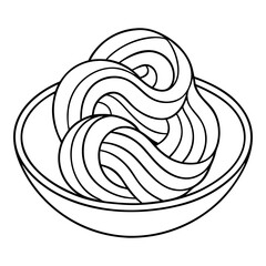 Aufkleber - Pasta Coloring Book Page – Line Art Outline Drawing of Noodles and Shapes for Food Illustration