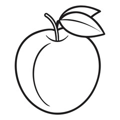 Aufkleber - Peach Fruit Coloring Book Page – Line Art Outline Drawing for Botanical and Educational Use