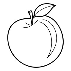 Aufkleber - Peach Fruit Coloring Book Page – Line Art Outline Drawing for Botanical and Educational Use