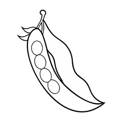 Aufkleber - Peas Coloring Book Page – Line Art Outline Drawing of Pea Pods and Seeds for Botanical Illustration