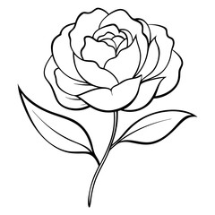 Aufkleber - Peony Flower Coloring Book Page – Line Art Botanical Drawing for Floral Illustration