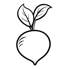 Aufkleber - Radish Coloring Book Page Line Art Drawing Outline Design