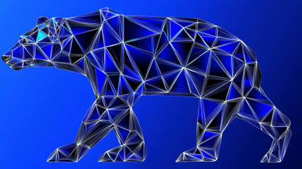 Aufkleber - Dynamic geometric bear sculpture digital art virtual space futuristic design