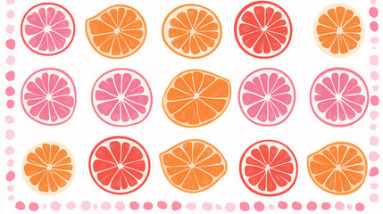 Poster - Vibrant citrus fruits pattern digital artwork colorful design modern aesthetic