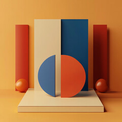 Poster - Geometric shapes composition studio digital artwork minimalist style eye-level view visual harmony