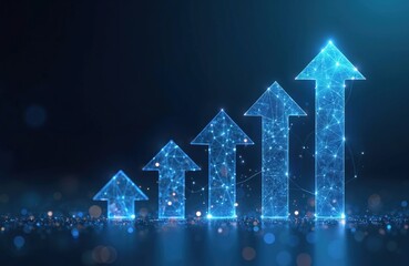 Leinwandbilder - Digital growing arrows up graph chart business concept shows financial success. Profit growth investment in digital technology market shows rising trend. Business development economic growth.