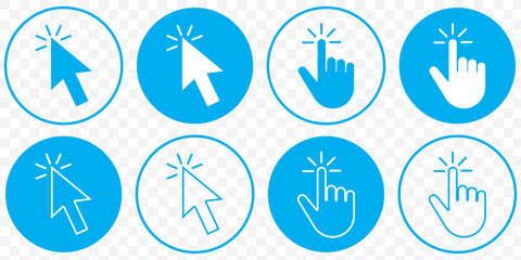 Aufkleber - Blue Cursor Click, Computer mouse icon set, vector arrow collection on Transparent Background. EPS 10.
