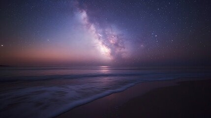 Wall Mural - milky way over ocean at dawn