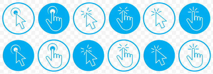 Aufkleber - Blue Cursor Click, Computer mouse icon set, vector arrow collection on Transparent Background. EPS 10.
