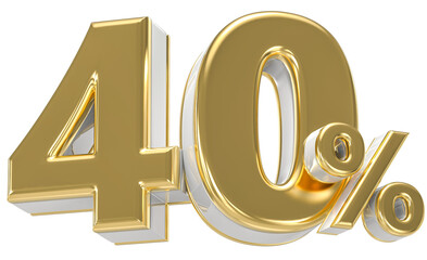 Leinwandbilder - 40 Number Percent Gold With White 3D Render