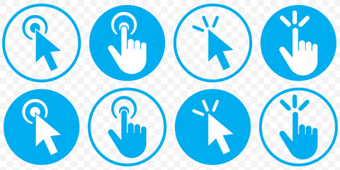 Aufkleber - Blue Cursor Click, Computer mouse icon set, vector arrow collection on Transparent Background. EPS 10.
