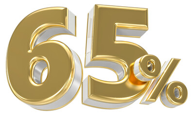 Leinwandbilder - 65 Number Percent Gold With White 3D Render