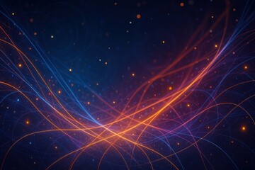 Poster - Abstract Quantum Universe Background with Colorful Light Trails