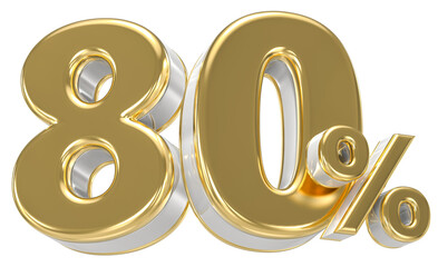 Leinwandbilder - 80 Number Percent Gold With White 3D Render