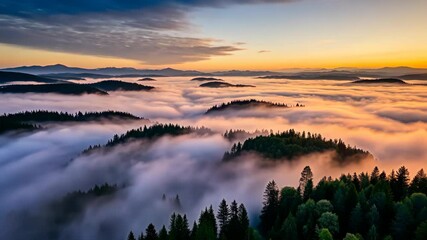 Poster - Majestic Sunrise Over a Sea of Clouds in the Mountains