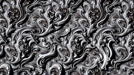 Poster - Intricate patterns of black and white swirling designs create a striking visual experience 