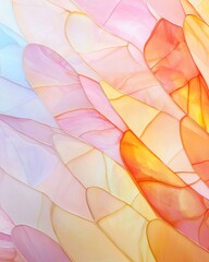 Poster - A vibrant abstract artwork depicting delicate overlapping pastel-colored wings with translucent textures and soft gradients creating a dreamy ethereal visual effect.