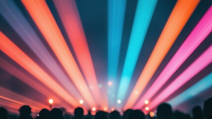 Poster - Colorful Light Trails at Night Festival Creating a Vibrant Atmosphere with Abstract Patterns and Bright Effects