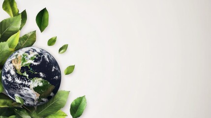 Wall Mural - Planet earth with lush plants. Earth Day theme background wallpaper.