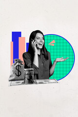 Aufkleber - Poster creative collage of young person having money funds on white background