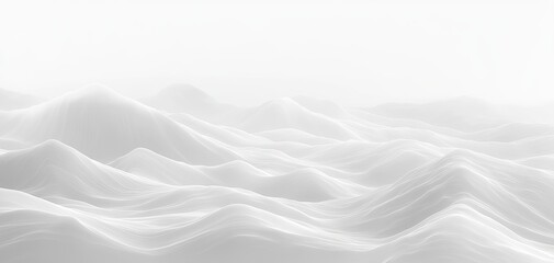 Poster - white abstract landscape waves.