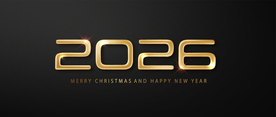 Wall Mural - 2026 new year luxury number on black background. new year luxury banner template. design for poster,