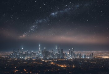 Wall Mural - stars cityscape galaxy skyline night milky image sky way city epic landscape tokyo far east star jap