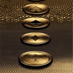 Aufkleber - Golden Playing Card Suits: A Textured Close-Up Perspective on Luxury Gaming and Casino Elements