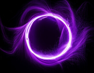 Wall Mural - abstract purple lightning circle on dark backdrop. mysterious shape. modern desgin.