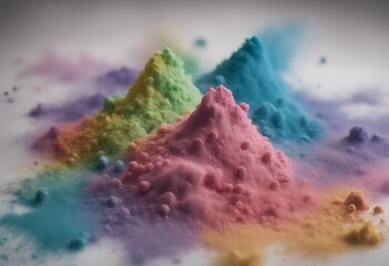 Wall Mural - dust powder background chalk white splattered colorful color particles blue yellow explosion splatte