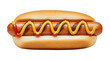 © JOHANEKO - Grilled Hot Dog with Bun Mustard and Ketchup Against White Background