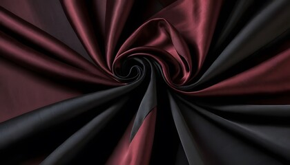 Poster - Dark Fabric Folds Texture, Rich Crimson Hues, Elegant Drape. Luxurious Material, Shadow Play Creates Depth. Soft Textile Close Up, Ideal For Fashion.