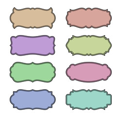 Poster - A set of simple vintage style frames, invitation labels, frame icons to fill text