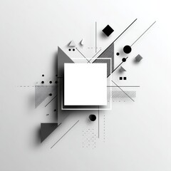 Poster - Minimalist Geometric Abstract: Square Frame with Lines, Shapes, and Textures on White