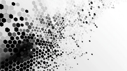 Poster - Abstract grayscale hexagon pattern background.