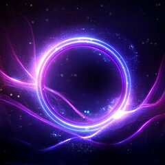 Aufkleber - Futuristic art of radiant purple neon ring with cyberpunk aesthetics, glowing in dark digital void.
