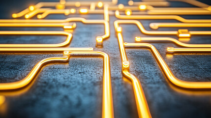Aufkleber - Illuminated circuit design modern studio digital art contemporary environment aerial view technology concept