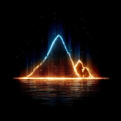 Poster - Digital Aurora: A Glowing Landscape of Light and Reflection in a Starry Night
