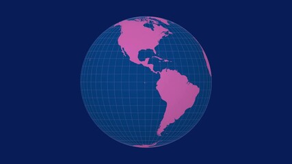 Poster - Rotating globe. Normal sphere view. Fast speed globe rotation. Solid color style. World map with dense graticule lines on a deep background. Breathtaking animation.