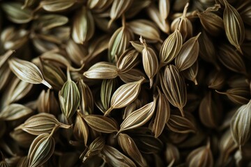 Poster - Spices arranged in a natural setting highlighting intricate textures and colors of dried seeds