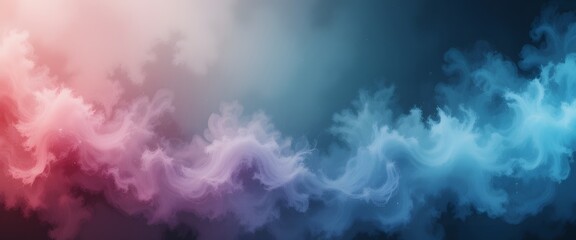 Fototapete - Abstract Gradient Background, Dreamy Texture. Soft Color Blend, Light Red To Cool Blue, Dark Backdrop. Ethereal Design, Modern Art.