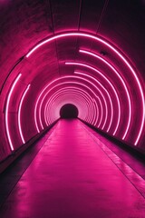 Wall Mural - pink light at tunnel end