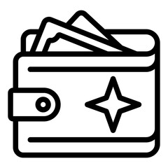 Aufkleber - Money wallet line icon, Bill portmanteau concept. Vector graphics. Purse with paper bills sign on white background, style mobile or design.