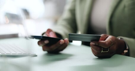 Aufkleber - Closeup, hands and payment with smartphone for credit card, online shopping and transaction for banking. Office, person and mobile with debit for typing password, ecommerce and check for information