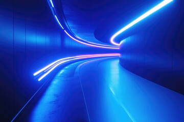 Wall Mural - Tunnel with Blue and Red Lights
