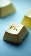 Poster - Close-up of pale yellow keyboard key, textured surface, featuring 