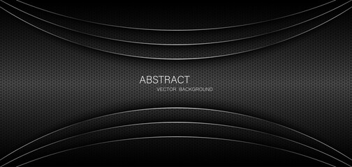 Aufkleber - Abstract black steel mesh background with silver glowing lines with free space for design. Modern technology innovation concept background. Perforated dark metal sheet for background image.	