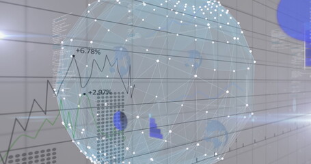 Poster - image of globe with networks of connections, statistics recording and data processing