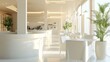 © kamral - A clean, modern restaurant interior with high-end furniture and artistic decor